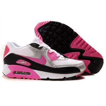 Nike Air Max 90 Womens Shoes Wholesalewhite Silver Black Pink Low Cost